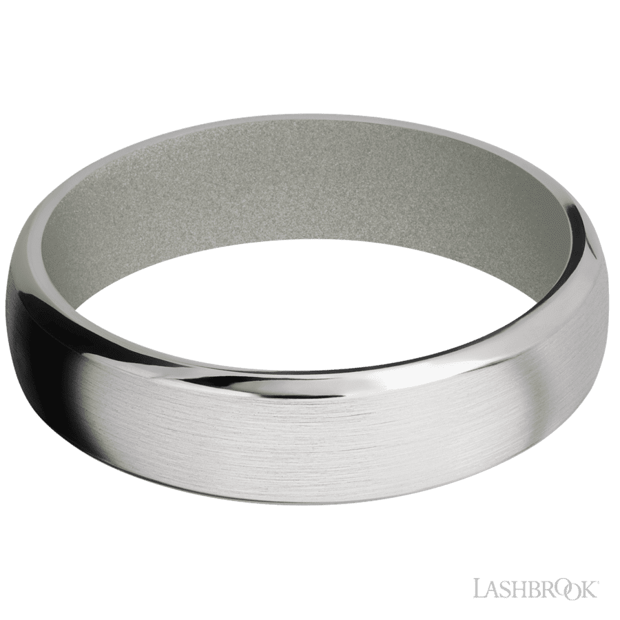 6 mm wide Domed Bevel Cobalt Chrome band featuring a Gun Metal Grey sleeve
