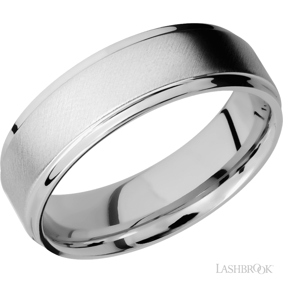 7 mm wide Flat Grooved Edges Cobalt Chrome band