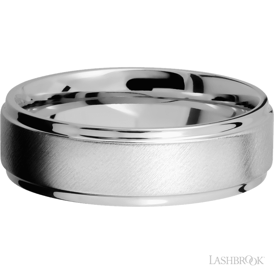 7 mm wide Flat Grooved Edges Cobalt Chrome band