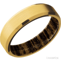 6 mm wide Beveled 18K Yellow Gold band featuring a Bocote sleeve
