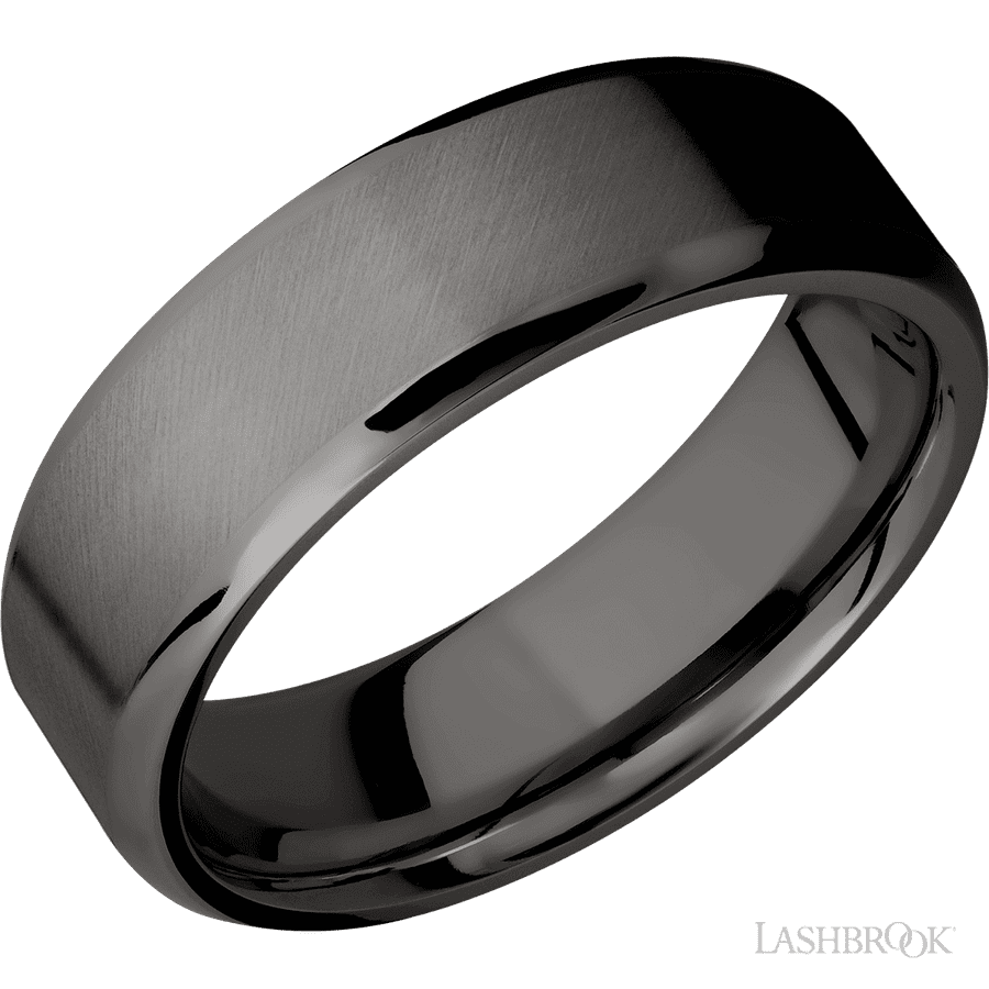7 mm wide Beveled Tantalum Noir band