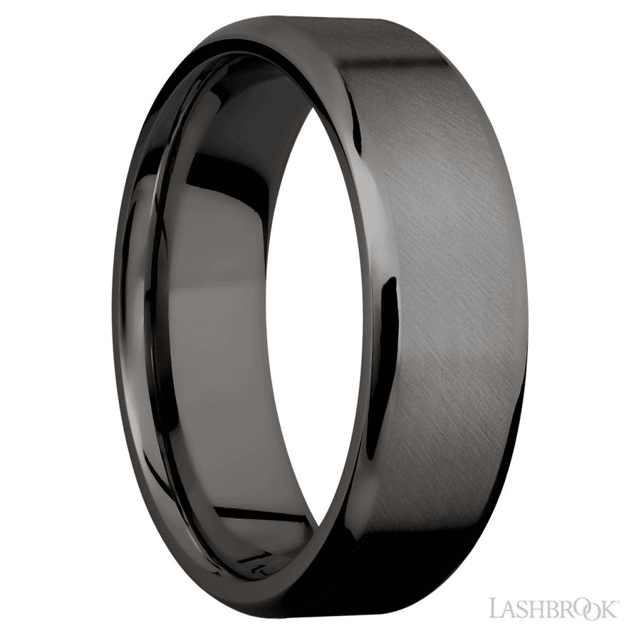 7 mm wide Beveled Tantalum Noir band