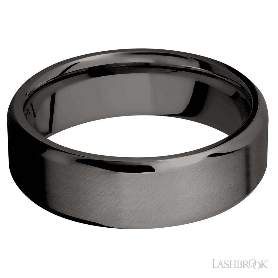 7 mm wide Beveled Tantalum Noir band