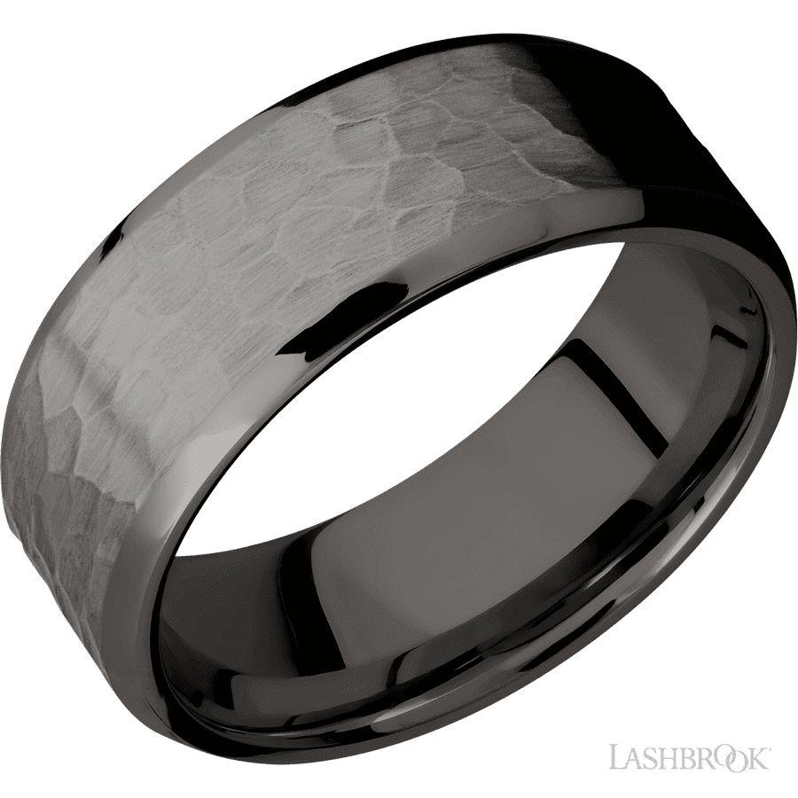 8 mm wide Beveled Tantalum Noir band