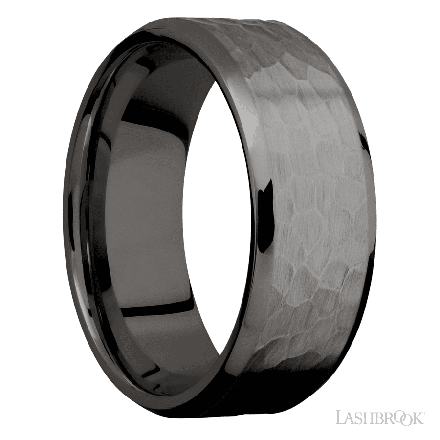 8 mm wide Beveled Tantalum Noir band