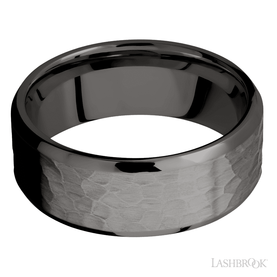 8 mm wide Beveled Tantalum Noir band