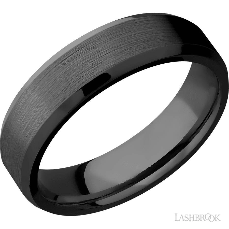 6 mm wide Beveled Zirconium band
