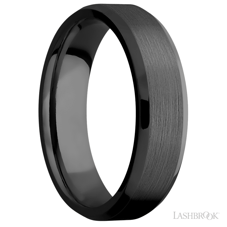 6 mm wide Beveled Zirconium band