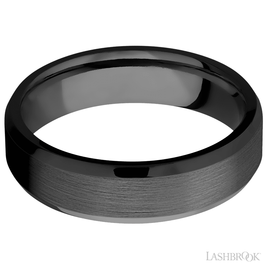 6 mm wide Beveled Zirconium band