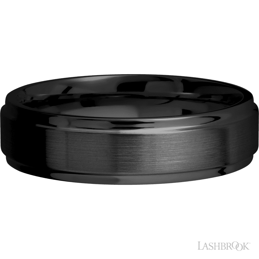 6 mm wide Flat Grooved Edges Zirconium band