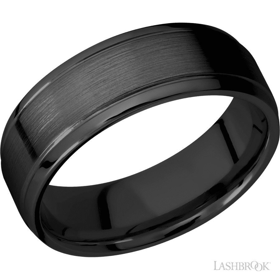 7 mm wide Stepped Bevel Zirconium band