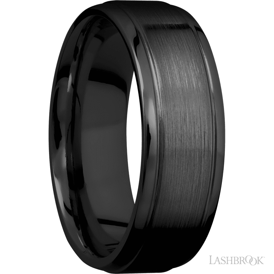 7 mm wide Stepped Bevel Zirconium band