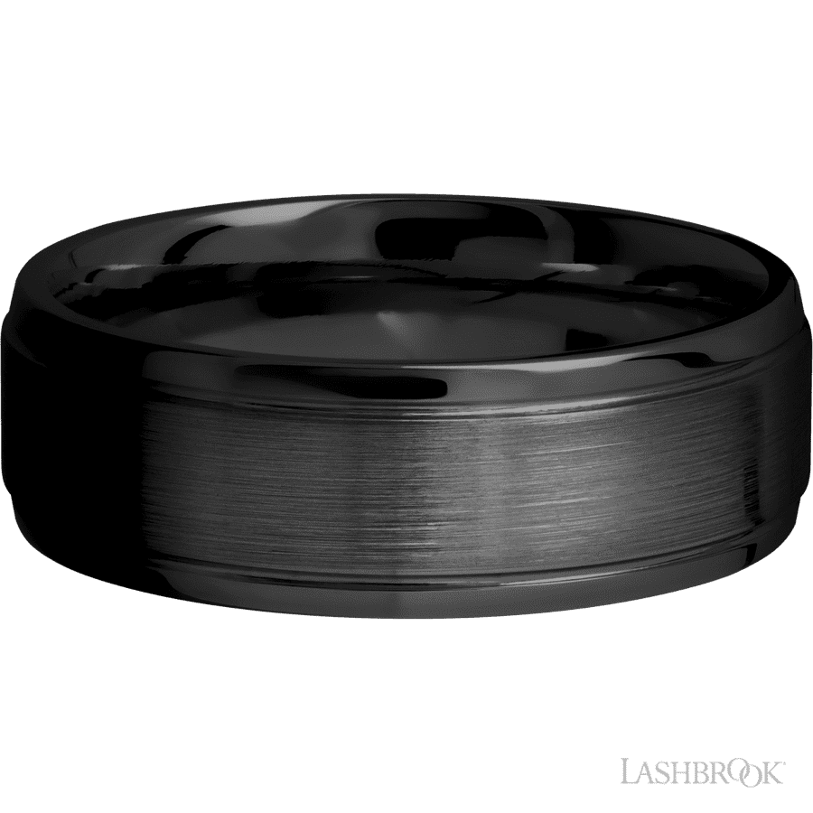 7 mm wide Stepped Bevel Zirconium band