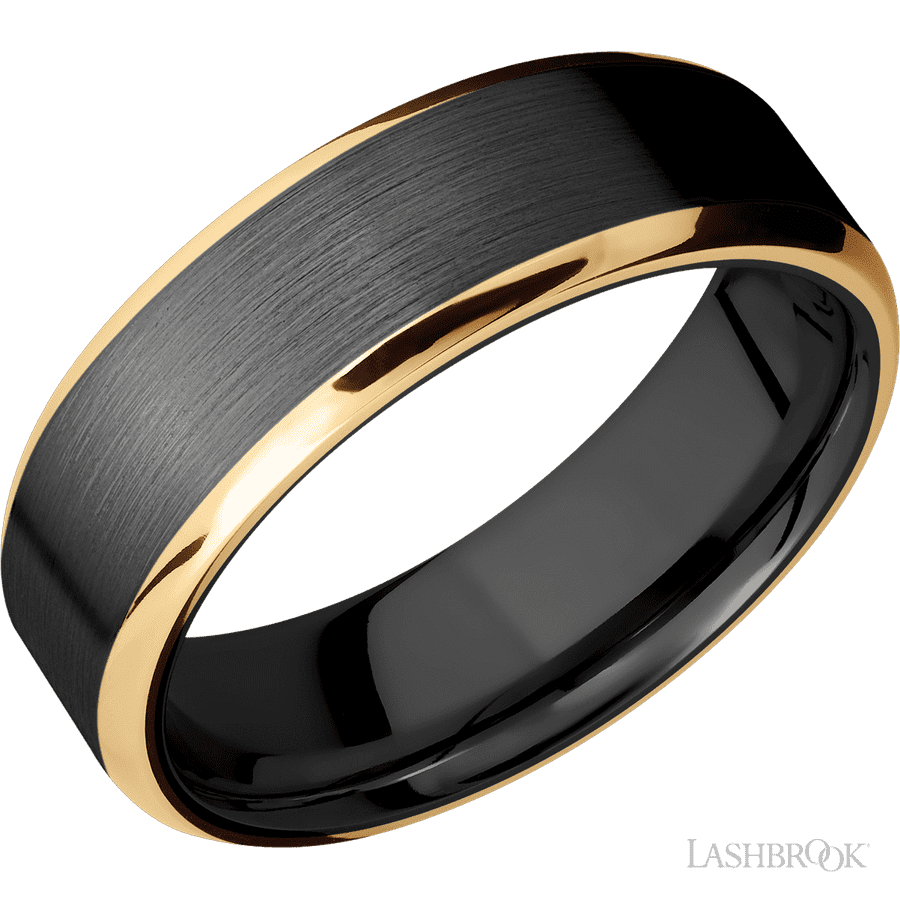 7 mm wide Beveled Zirconium band
