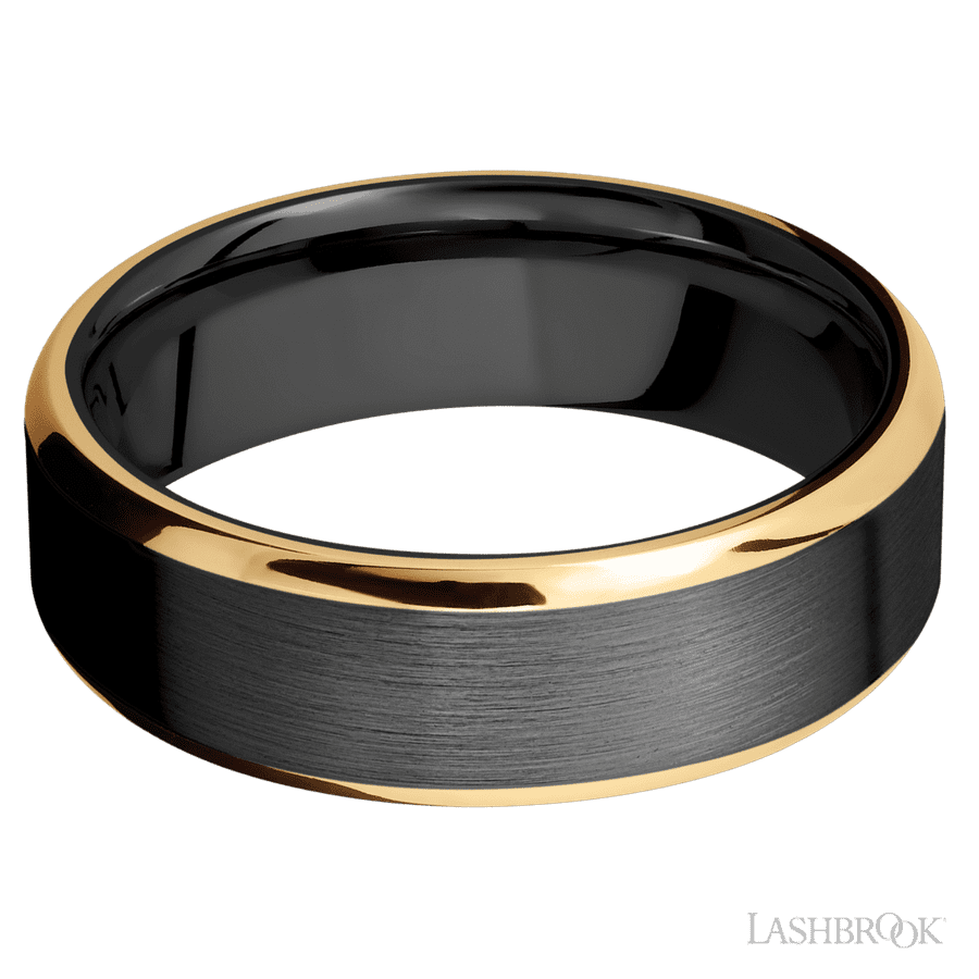 7 mm wide Beveled Zirconium band