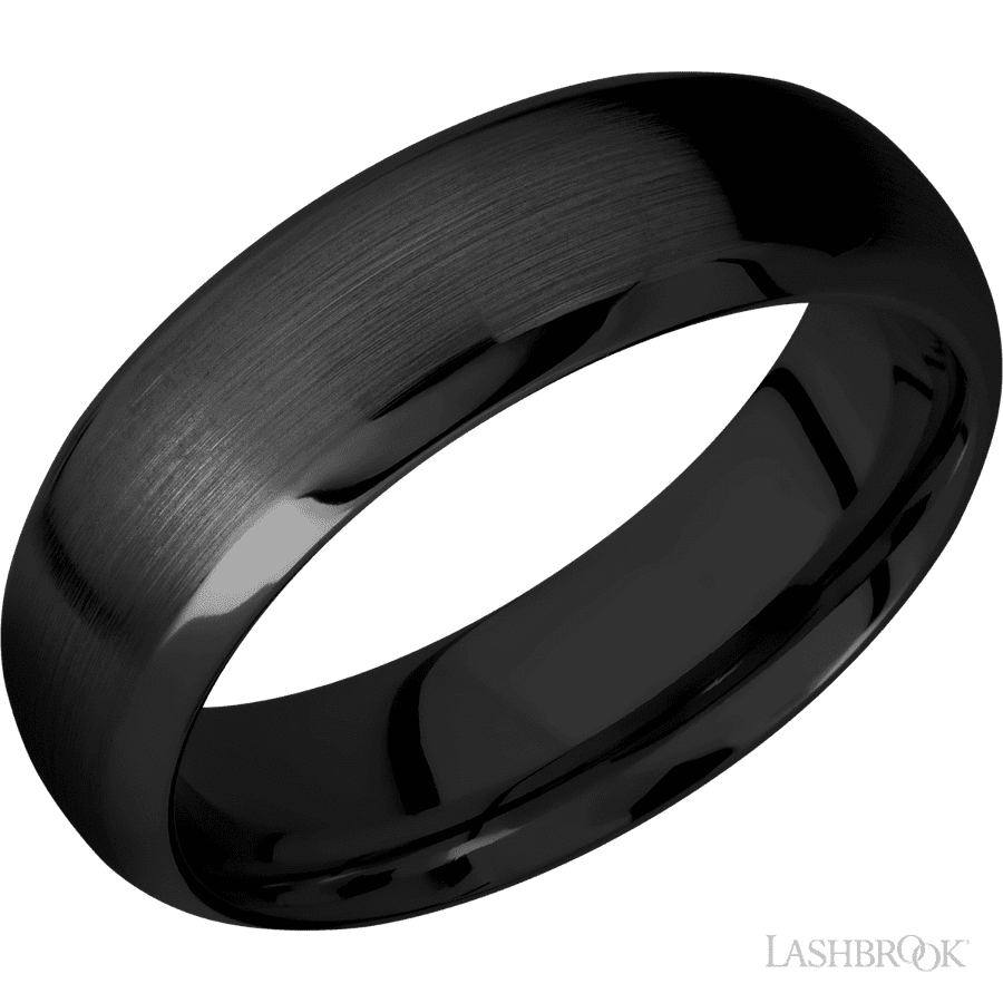 7 mm wide Domed Bevel Zirconium band
