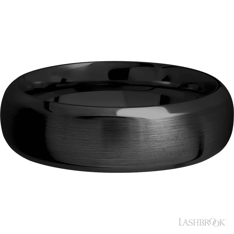 7 mm wide Domed Bevel Zirconium band