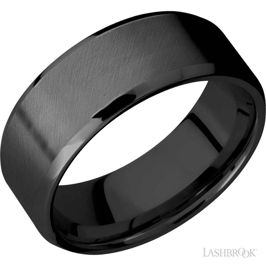 8 mm wide Beveled Zirconium band