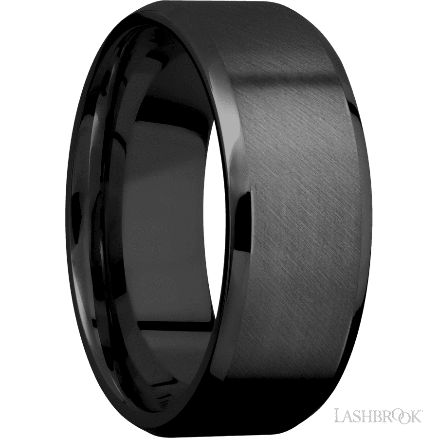 8 mm wide Beveled Zirconium band