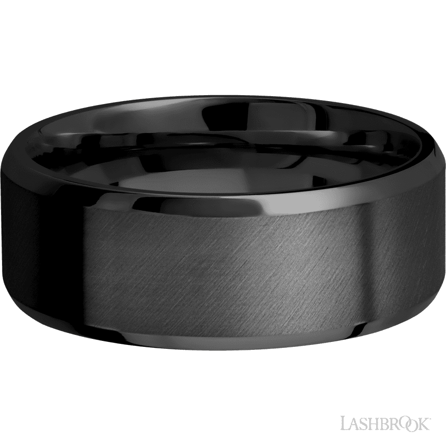 8 mm wide Beveled Zirconium band