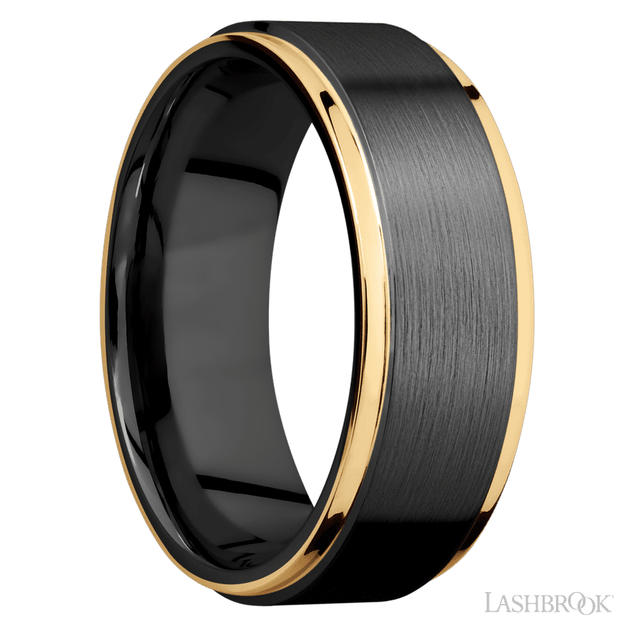 8 mm wide Flat Grooved Edges Zirconium band