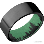 8 mm wide Flat Zirconium band featuring a Squatch sleeve