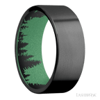 8 mm wide Flat Zirconium band featuring a Squatch sleeve