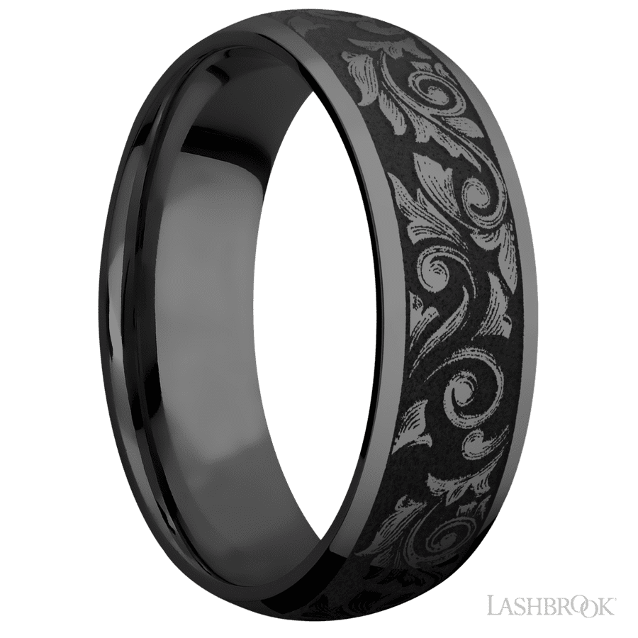 7 mm wide Domed Zirconium band