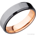 6 mm wide Beveled Tantalum band featuring a 14K Rose Gold sleeve