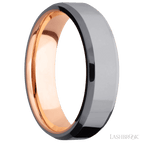 6 mm wide Beveled Tantalum band featuring a 14K Rose Gold sleeve