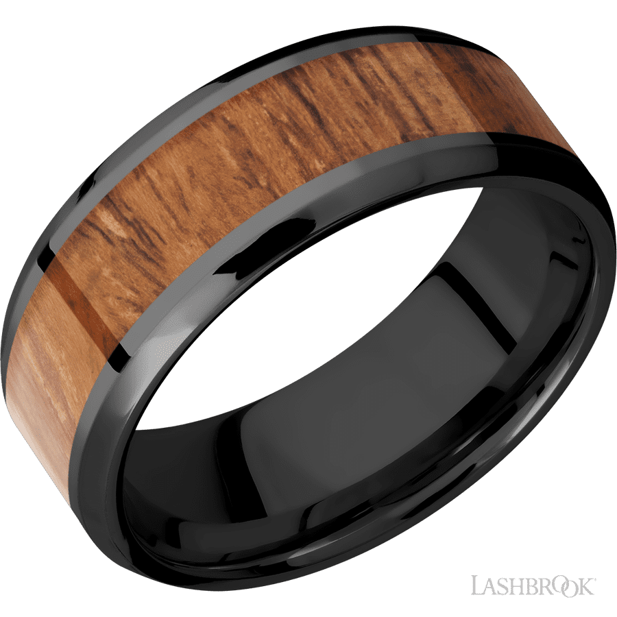 8 mm wide Beveled Zirconium band