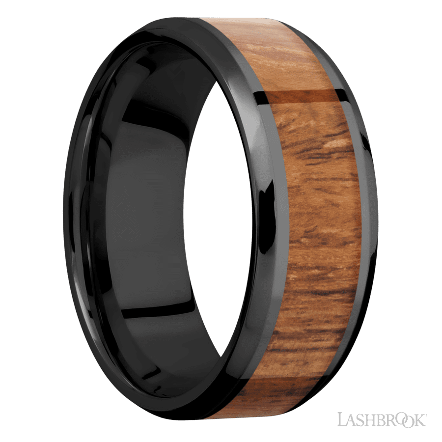 8 mm wide Beveled Zirconium band