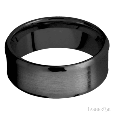 8 mm wide Beveled Zirconium band