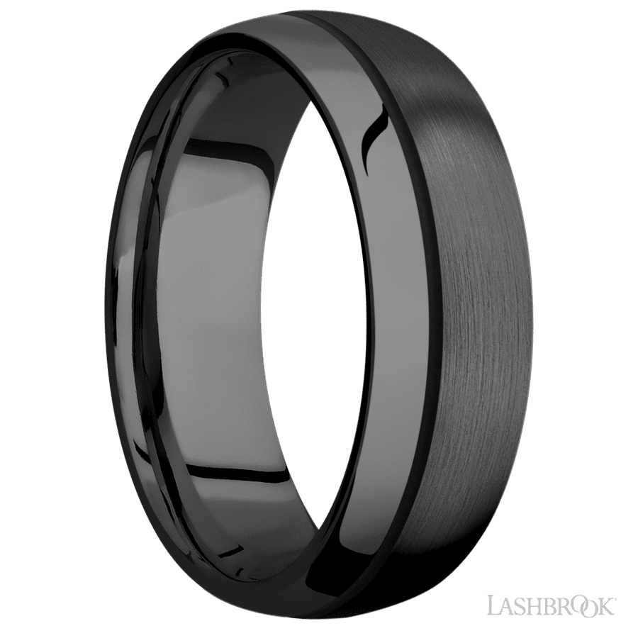 7 mm wide Domed Zirconium band