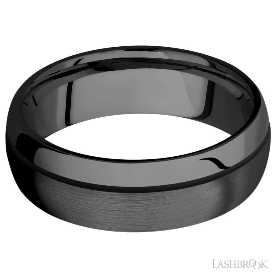 7 mm wide Domed Zirconium band