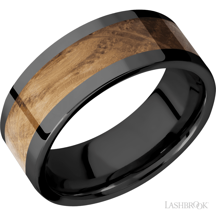 8 mm wide Flat Zirconium band