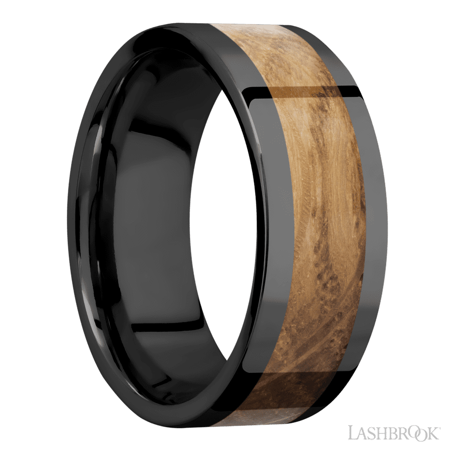 8 mm wide Flat Zirconium band