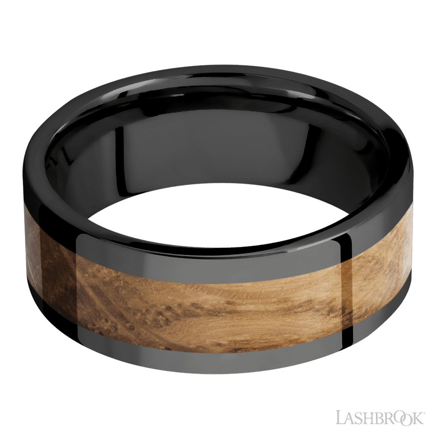 8 mm wide Flat Zirconium band
