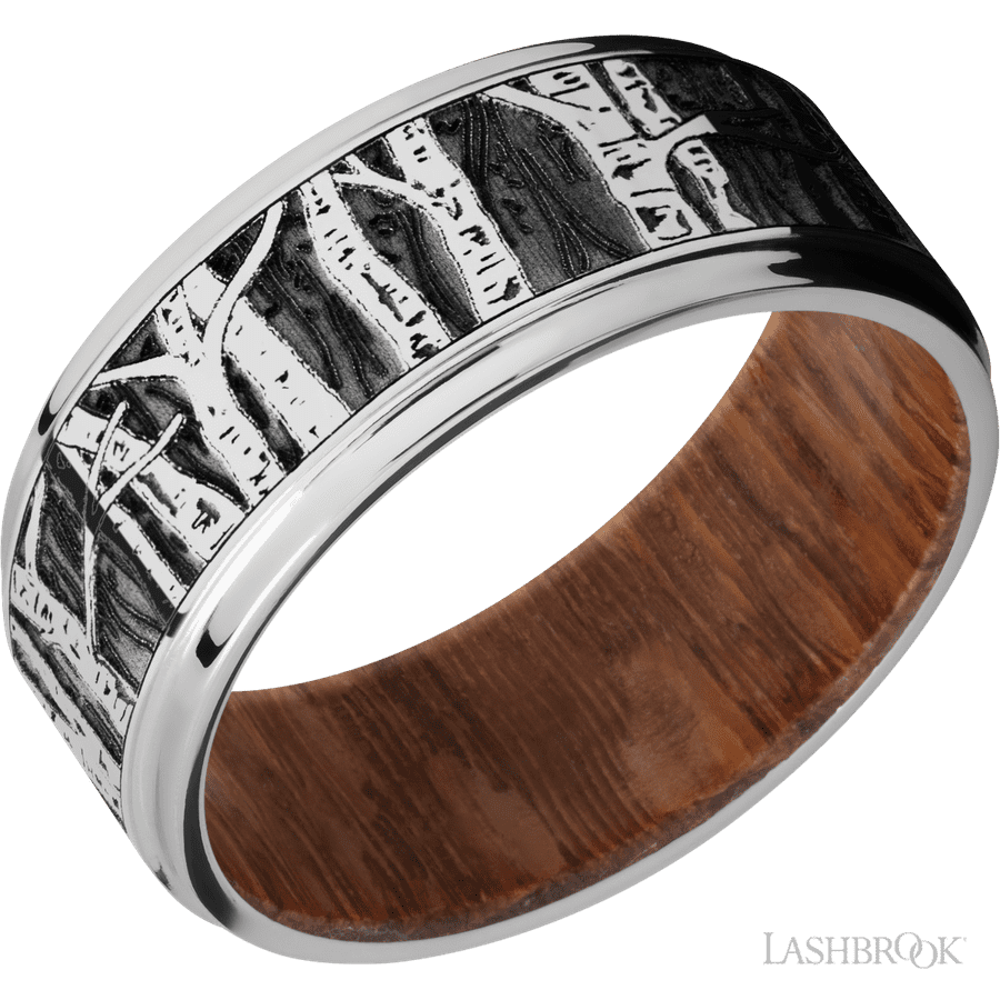 9 mm wide Flat Grooved Edges Cobalt Chrome band