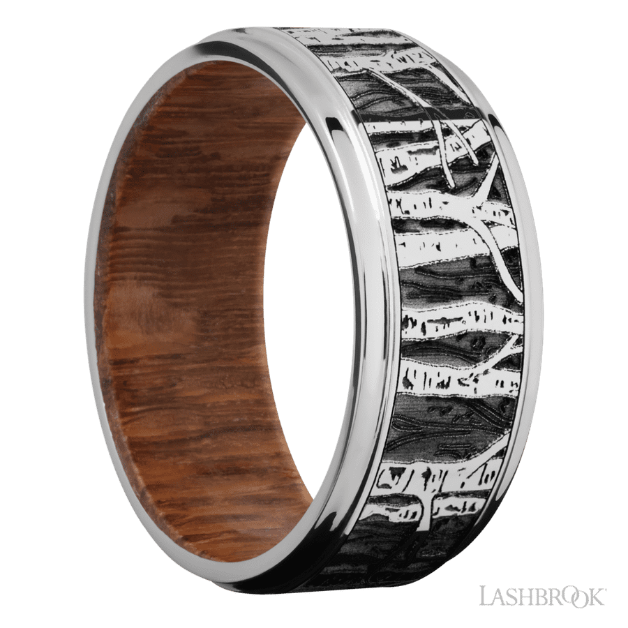 9 mm wide Flat Grooved Edges Cobalt Chrome band
