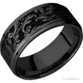 9 mm wide Flat Grooved Edges Zirconium band