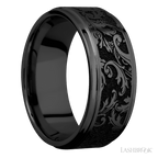 9 mm wide Flat Grooved Edges Zirconium band