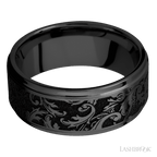 9 mm wide Flat Grooved Edges Zirconium band