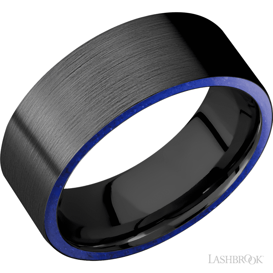 8 mm wide Flat Zirconium band