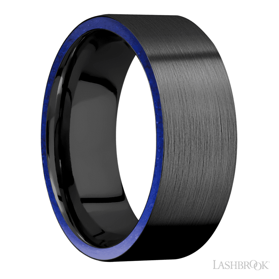 8 mm wide Flat Zirconium band