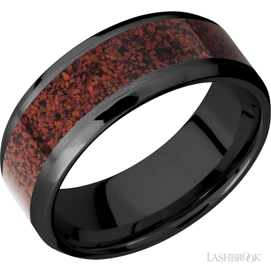 8 mm wide Beveled Zirconium band