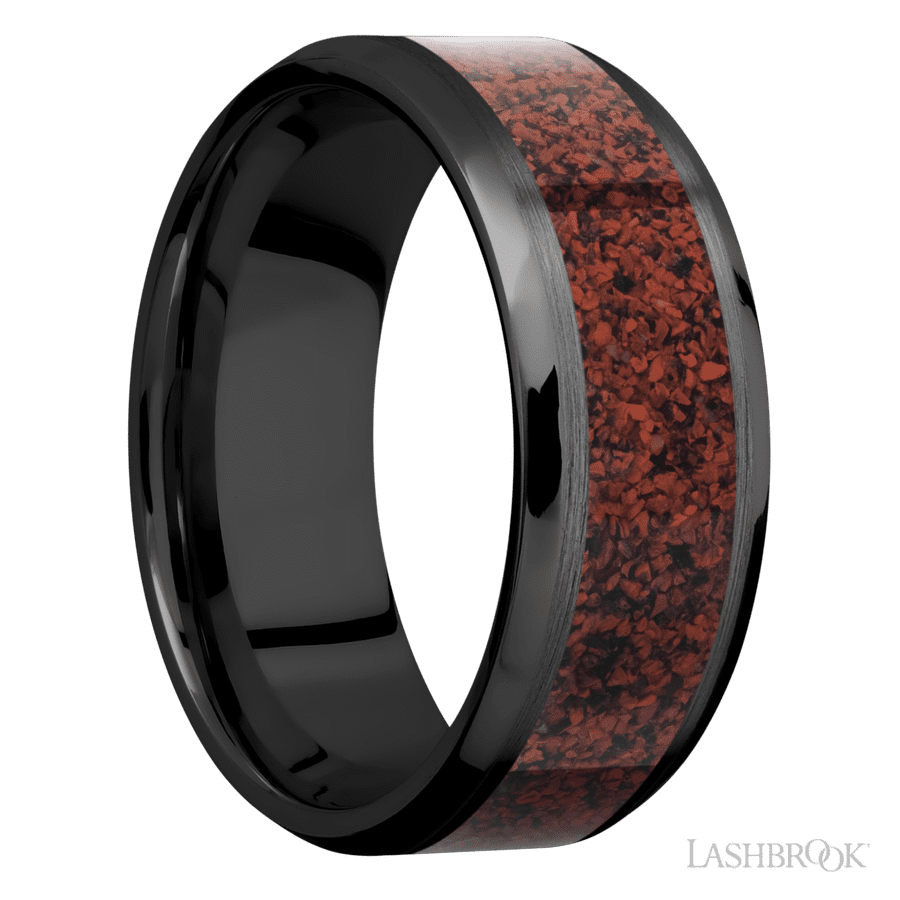 8 mm wide Beveled Zirconium band