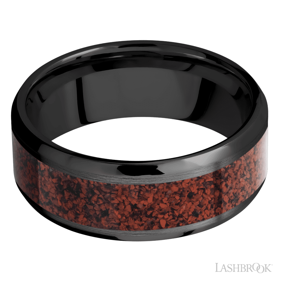 8 mm wide Beveled Zirconium band