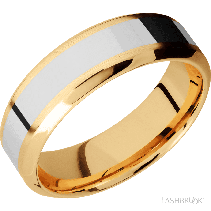 7 mm wide High Bevel 14K Yellow Gold band