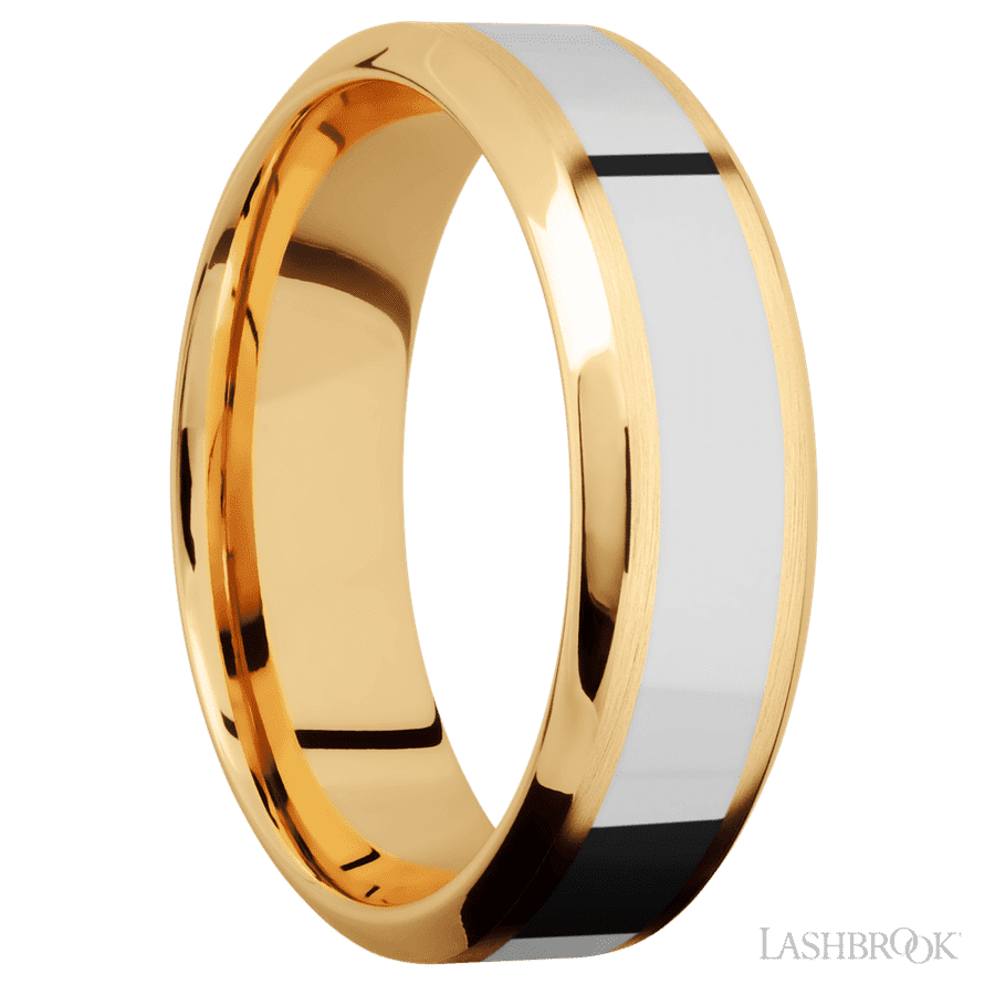 7 mm wide High Bevel 14K Yellow Gold band